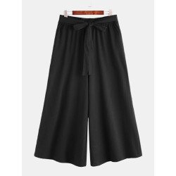 Mens Plain Solid Color Loose Baggy Wide Leg Pants