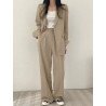 Solid Pocket Lapel Wide Leg Two Pieces Suit