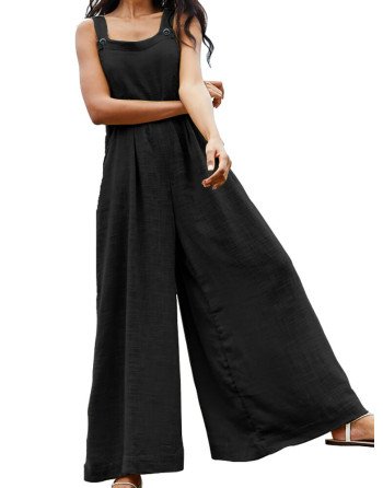 Casual Solid Color Flared Wide Leg Overall Jumpsuits