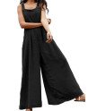 Casual Solid Color Flared Wide Leg Overall Jumpsuits
