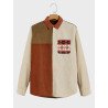 Mens Ethnic Geometric Print Color Block Patchwork Corduroy Shirts