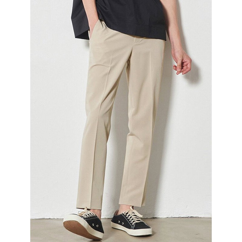 Mens Solid Color Casual Straight Pants With Pocket