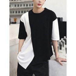Mens Irregular Contrast Color Half-sleeve T-Shirts