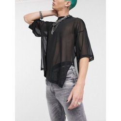 Mens Mesh See Through Loose Short Sleeve T-Shirt