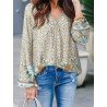 Women Allover Floral Print V-neck Long Sleeve Blouse