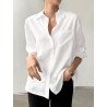 Solid Button Front Pocket Long Sleeve Lapel Shirt