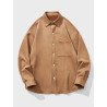 Mens Solid Faux Suede Lapel Casual Long Sleeve Shirts