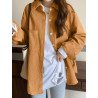 Solid Loose Pocket Button Front Lapel Long Sleeve Shirt