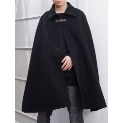 Men's Lapel Loose Mid-length Cloak Overcoat