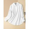 Solid Long Sleeve Lapel Blouse For Women