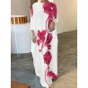 Women Floral Print Crew Neck Loose 3/4 Sleeve Maxi Dress