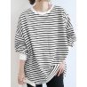 Stripe Drop Shoulder Loose Long Sleeve Casual Sweatshirt
