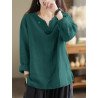 Solid Long Sleeve Notch Neck Blouse For Women