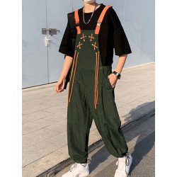 Mens Contrast Lace Up Strap Overall With Pocket