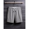 Mens Plain Casual Drawstring Waist Shorts With Pocket