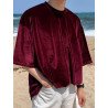 Mens Velvet Crew Neck Solid Half Sleeve T-Shirt