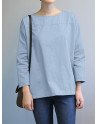 Solid Casual Crew Neck 3/4 Sleeve Blouse