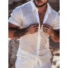 Men Sexy Lace Short Sleeve Shirt