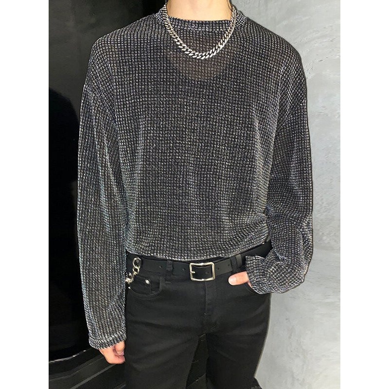 Men Shimmer Mesh Sunscreen Long Sleeve T-Shirt