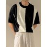 Mens Two Tone Colorblock Knitted Pullover T-Shirt