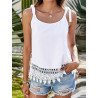 Women Lace Patchwork Hem Tie Straps Casual Cami
