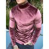 Men Suede High Neck Long Sleeve T-Shirt