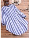 Striped Irregular Button Plus Size Shirt for Women