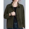 Vintage Corduroy Solid Button Lapel Long Sleeve Jacket