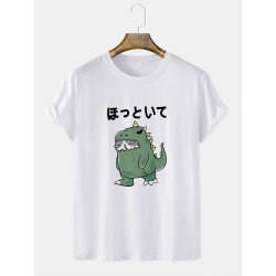 Mens Cartoon Animal Japanese Print Short Sleeve T-Shirts