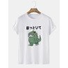 Mens Cartoon Animal Japanese Print Short Sleeve T-Shirts