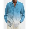 Mens Tropical Leaf Ombre Print Lapel Long Sleeve Shirts