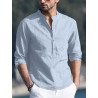 Mens 100% Cotton Stripe 3/4 Short Sleeve Henley Shirt