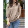 Solid Slit High-low V-neck 3/4 Sleeve Blouse
