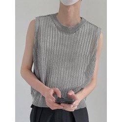 Mens Hollow Out Crew Neck Sleeveless Tank