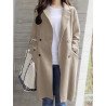 Solid Double Breasted Pocket Lapel Long Sleeve Coat
