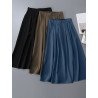 Solid A-line Pleated Casual Skirt For Women