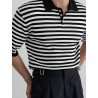 Mens Japan Striped Pattern Knit Shirt
