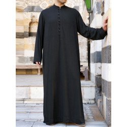 Mens Muslim Solid Long Sleeve Stand Collar Robes