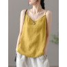 Solid Cotton Criss-Cross Backless Spaghetti Strap Cami