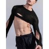 Mens Sexy Cutout Knit Long Sleeves Crop Top