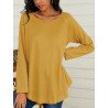 Women Solid Texture Crew Neck Cotton Raglan Sleeve T-Shirt