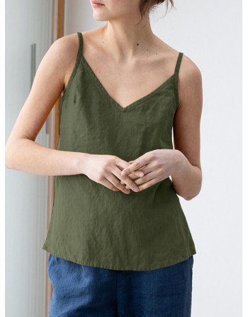 Solid Slit Hem V-neck Casual Cami For Women