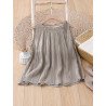 Women Plain Texture Tie Shoulder Cotton Sleeveless Tank Top