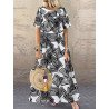 Women Geo Pattern Short Sleeve Crew Neck Dress