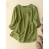 Women Solid Pleated Button Front Casual Half Sleeve Shirt