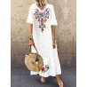 Vintage Embroidery V-neck Plus Size Dress