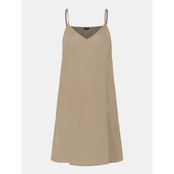 Solid Spaghetti Strap Casual Dress For Women