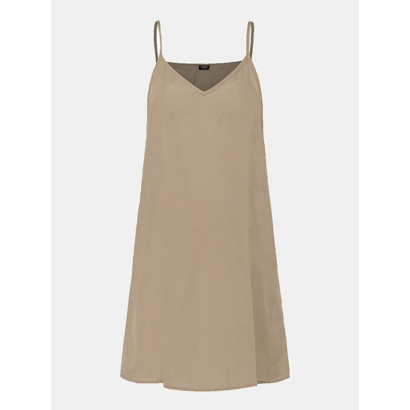 Solid Spaghetti Strap Casual Dress For Women