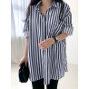 Stripe Pattern Loose Lapel Button Long Sleeve Shirt