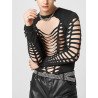 Mens Cutout Design Crew Neck Long Sleeve T-Shirt